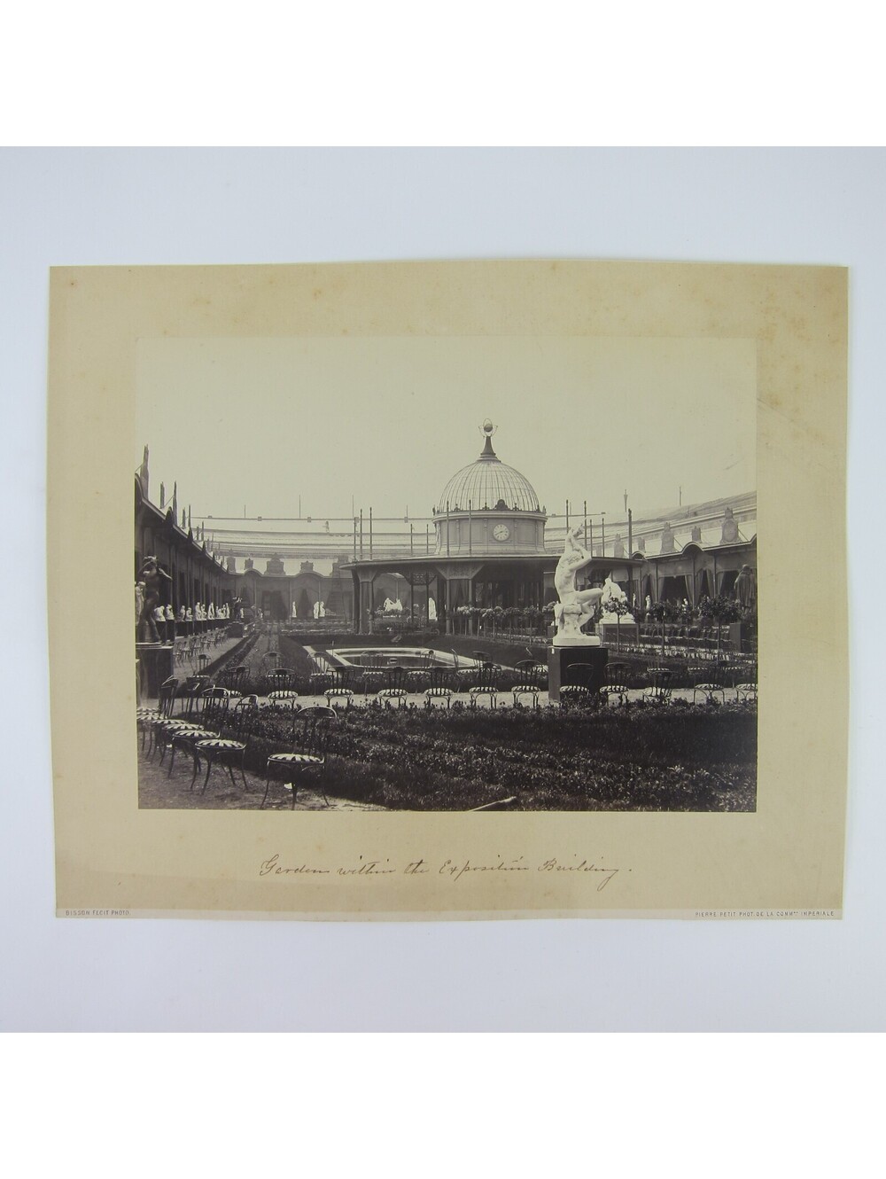 1867 Paris Worlds Fair Photo Print LARGE Central Garden Bisson Antique RARE